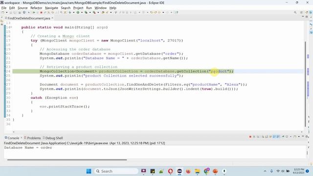 How to delete one document in the collection using findOneAndDelete method? | MongoDB with Java смотреть онлайн