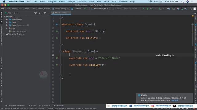 Kotlin : Abstract Class | Added Subtitles | android coding смотреть онлайн