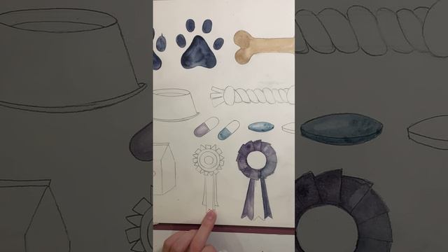 Акварельная иллюстрация для стоков. Кисти и акварельные краски. смотреть онлайн