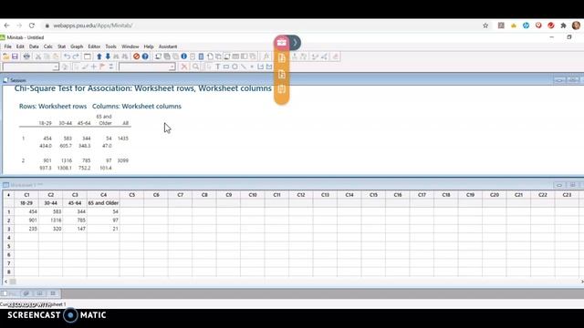 Chi-square Test for Association using Minitab смотреть онлайн