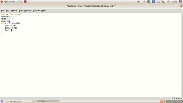How to draw endless circle in python смотреть онлайн