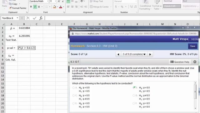 Hypothesis Test For A Population Proportion - MS Excel