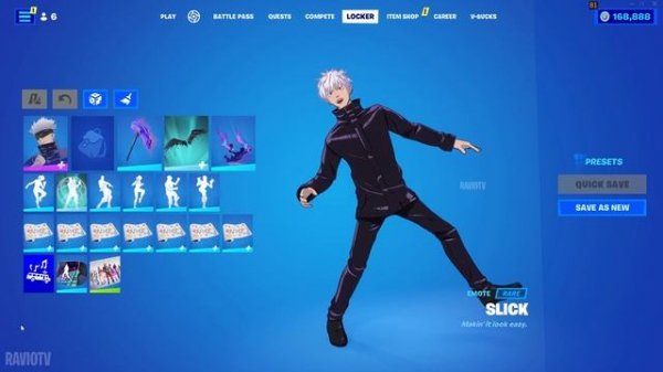 Satoru GOJO Skin Showcase with Emotes and Dances | Fortnite Battle Royale X Satoru GOJO Skin