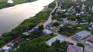 Город Касимов с высоты птичьего полета, вечер.