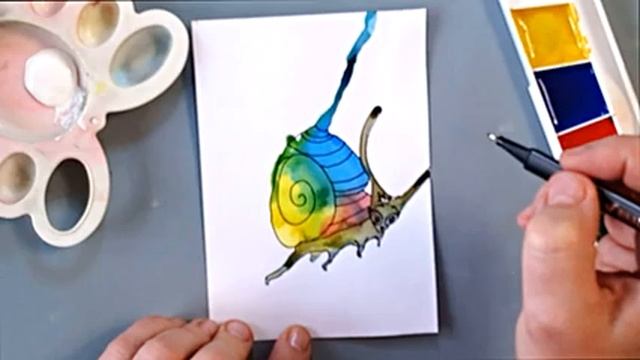 клякса улитка. Рисуем из кляксы персонажа смотреть онлайн