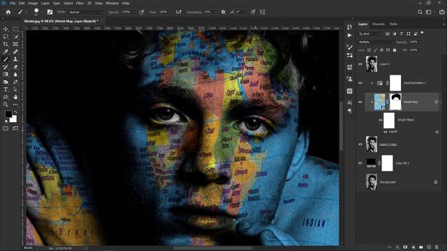 Photoshop Manipulation - Face Map (Multiply Blend Mode) смотреть онлайн
