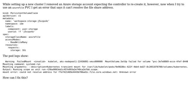 DevOps & SysAdmins: Error mounting azurefile PVC "could not resolve host address" смотреть онлайн