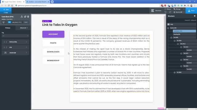 Link to Tabs in Oxygen Builder смотреть онлайн