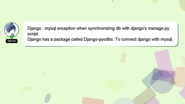Django : mysql exception when synchronizing db with django's manage.py script смотреть онлайн
