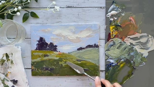Easy Acrylic Landscape Painting | Palette Knife Painting | Acrylic Landscape