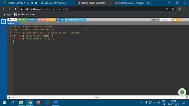 PYTHON PROGRAM ADDING TWO NUMBERS BY TAKING INPUT FROM USER смотреть онлайн
