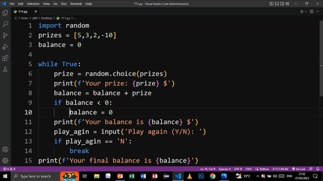 PYTHON RANDOM PRIZE GENERATOR GAME T-12 | PYTHON PROBLEM SOLVING смотреть онлайн