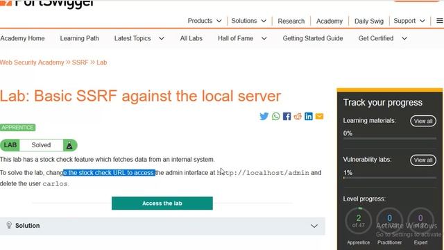 1.Basic SSRF against the local server смотреть онлайн
