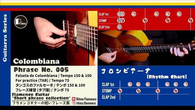 Colombiana No.005 Spanish Flamenco Guitar TAB & Play Slowly♪ コロンビアーナ NO.005 タブ譜付 スパニッシュ フラメンコギター смотреть онлайн