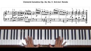 Clementi Sonatina in G Major Op. 36, No. 5, 3rd mvt Rondo Allegro molto Piano Tutorial