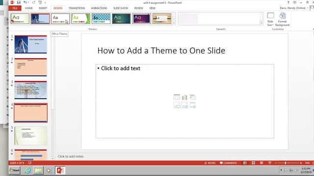 How to Apply a Theme to One Slide Using PowerPoint 2013 (MAC and PC) смотреть онлайн