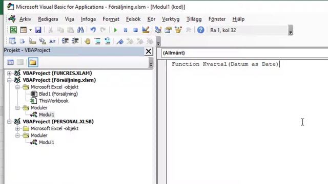 VBA programmering i Excel - Anpassad funktion смотреть онлайн