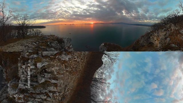 Шум моря, закат солнца, вид на море с горы (видео 360 градусов) смотреть онлайн