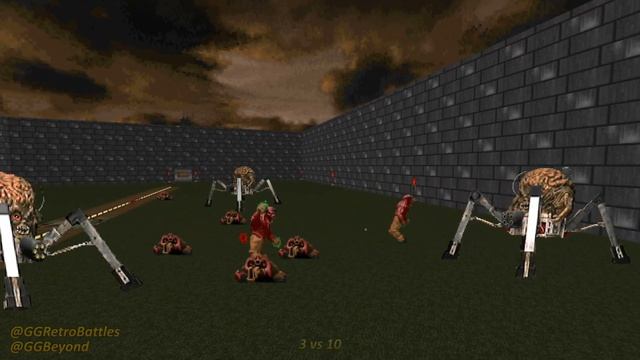 Spider Mastermind vs 5 Barons of Hell - Monster Infighting - Doom Retro Battles смотреть онлайн