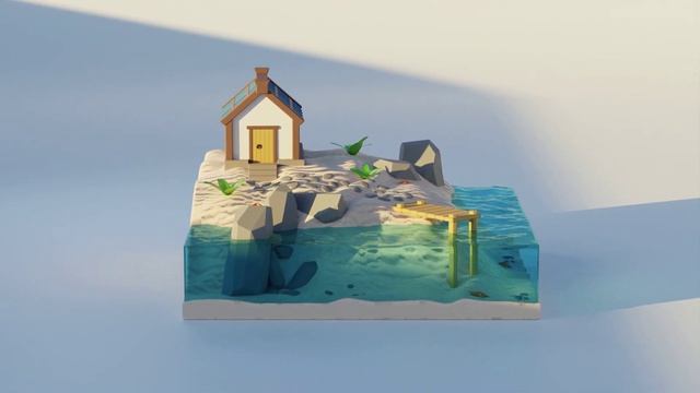 Диорама "домик у моря". Учебная работа в программе Блендер (Blender). 20 августа 2022. смотреть онлайн
