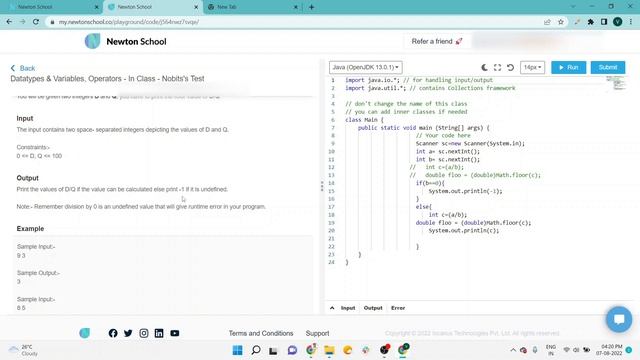 Newton School Assignment Answer | Nobita's Test | Datatypes & Variables, Operators | Java смотреть онлайн