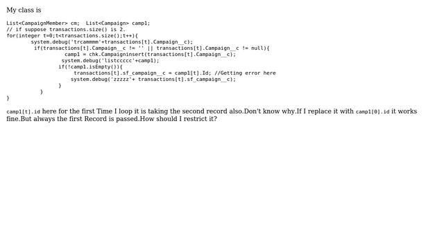 Salesforce: system.listException:List Index out of Bounds:1 смотреть онлайн
