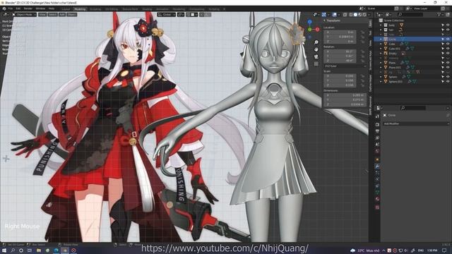 Blender Speed Modeling Anime Girl # 1 | Nhij Quang смотреть онлайн