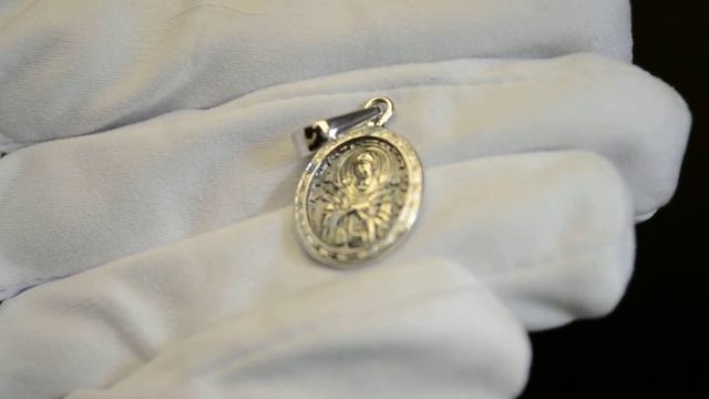 Нательная иконка-образок из белого золота Божья Матерь Умягчение злых сердец смотреть онлайн