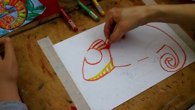 Мастер-класс по рисованию для детей в смешанной технике "Хамелеон". смотреть онлайн