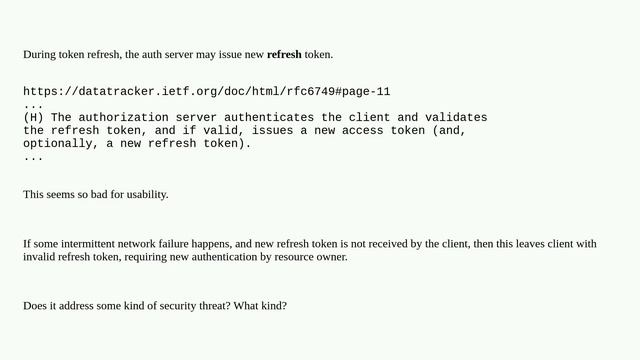 Security: Why oauth2 token refresh may issue new refresh token? (is this mitigation of some kind .. смотреть онлайн