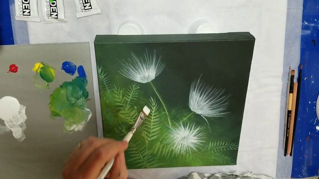(137) ACRYLIC PAINTING - Step by Step Painting of Pink Mimosa Blossoms - Beginner Tutorial смотреть онлайн