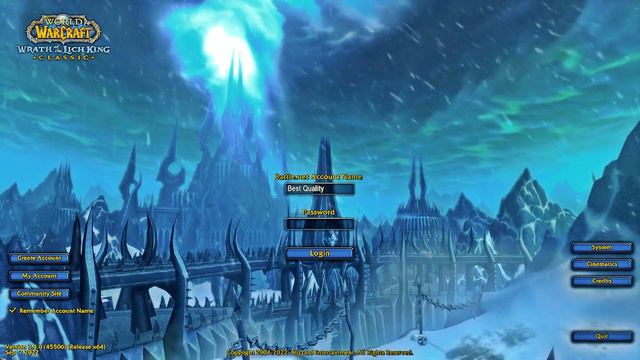 World Of Warcraft) Wrath Of The Lich King Login Screen [4K60FPS] [HDR] ©Blizzard Entertainment