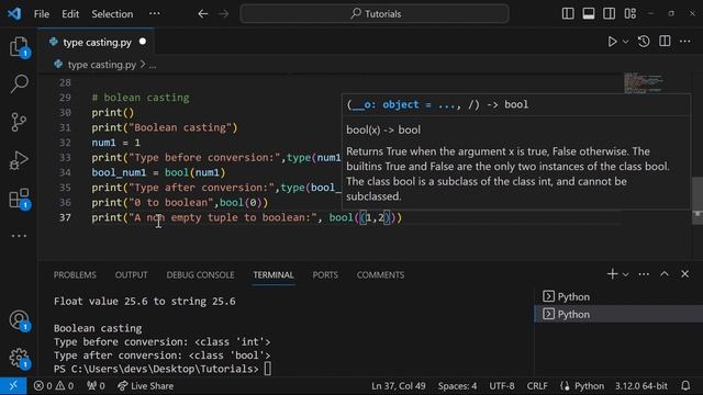 Introduction to Python : String, Integer, Float, List, Tuple, Set and Dictionary Type Casting смотреть онлайн