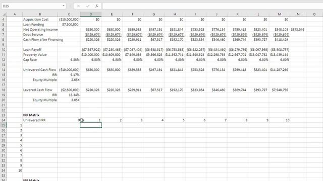 Build an IRR Matrix for Real Estate in Excel смотреть онлайн
