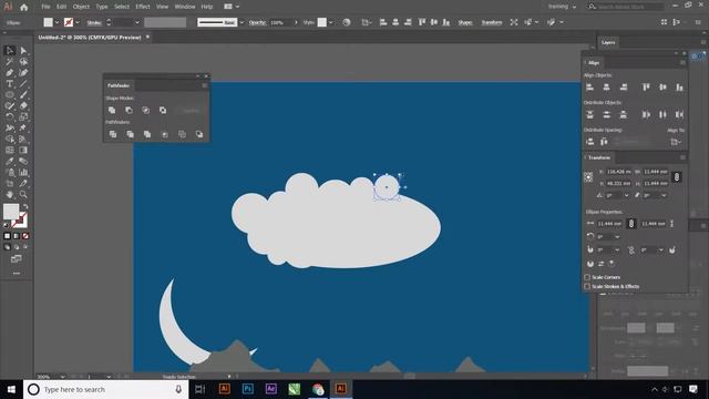 Adobe Illustrator CC 2019 - Pathfinder and Pen Tool смотреть онлайн