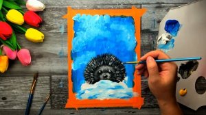 ЕЖИК И ПОДСНЕЖНИКИ • Как нарисовать весну красками