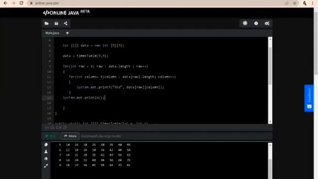 Display a multiplication table using multidimensional array and for loop. смотреть онлайн