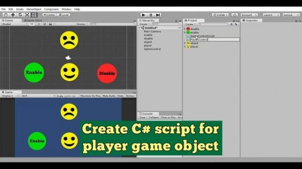 How to disable and enable game object with C# script in Unity game | Unity 2D tutorial