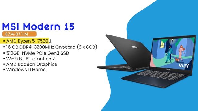 Best Laptop for Students | MSI Modern 15, AMD Ryzen 5 7530U смотреть онлайн