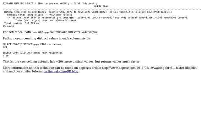 Databases: Inconsistent query execution times using trigram indexes? смотреть онлайн