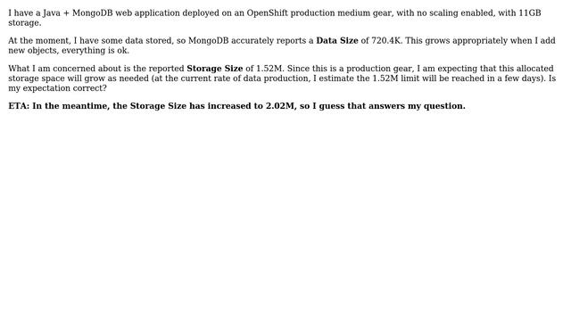 MongoDB Storage size scaling смотреть онлайн