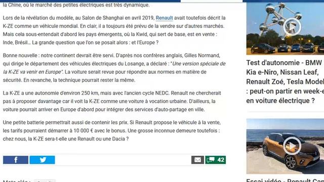 La Renault K-ZE devrait débarquer en Europe l'an prochain, sous le nom de Dacia K-ZE ? смотреть онлайн