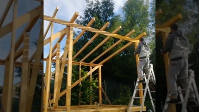 Односкатная крыша каркасного хозблока (часть первая). Стропилы. Меняю очерёдность работ.