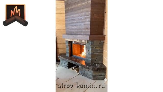 Необычный деревенский камин стиля Кантри в углу гостиной: топка АСТОВ ПС 9074 в авторской облицовке смотреть онлайн