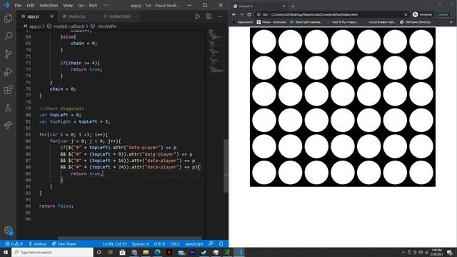 Creating Connect 4 in HTML, CSS, and JavaScript: Part 4 (Finishing The Win Conditions) смотреть онлайн