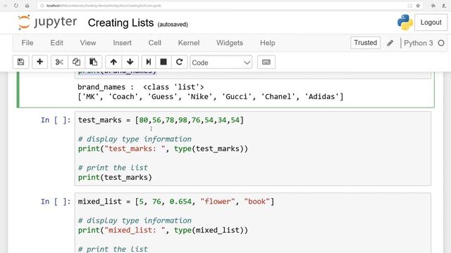 Fundamentals of Python:Lesson 13:Creating list:English смотреть онлайн