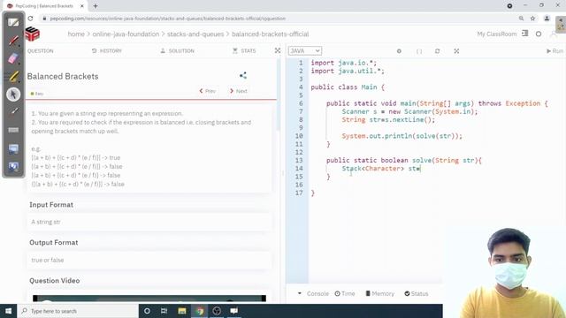 Balanced Brackets | Stacks and Queues | In English | Java | Video_4 смотреть онлайн
