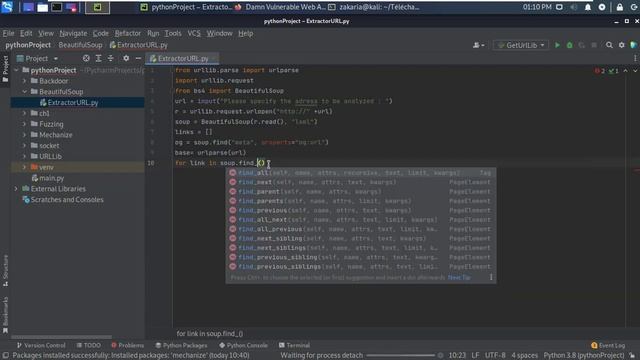 Python for Pentesters - BeautifulSoup - #05 | Kali linux , Python 3 , Pycharm смотреть онлайн