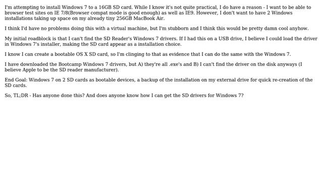Install/Run Windows 7 off SD Card on 2010 13" MacBook Air (2 Solutions!!) смотреть онлайн