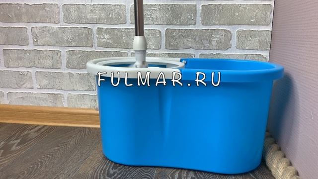 Швабра с ведром для отжима и полоскания со стальной центрифугой Rotary Mop смотреть онлайн